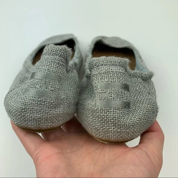 Toms flats sz 8 38.5 blue silver metallic ballet - Picture 8 of 12